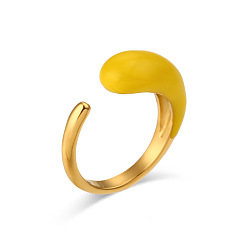 Yellow Minimalist Stainless Steel Water Drop Open-ended Ring Jewelry