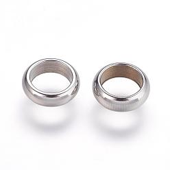Stainless Steel Color 201 Stainless Steel Beads, Ring, Large Hole Beads, Stainless Steel Color, 7x2mm, Hole: 5mm