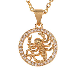 Scorpio Minimalist 12 Zodiac Constellation Necklace for Women in Copper Gold Color