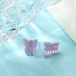 Plum Hypoallergenic Bioceramics Zirconia Ceramic Butterfly Stud Earrings, No Fading and Nickel Free, Plum, 11.5x10.5mm