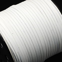 White Faux Suede Cord, Faux Suede Lace, One Side Covering with Imitation Leather, White, 2.7x1.4mm, about 98.42 yards(90m)/roll