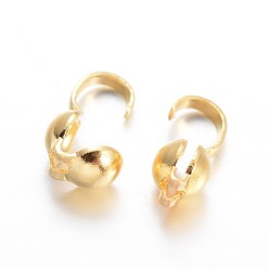 Золотой Латунной шариковой советы, Калотте заканчивается, крышка раскладушки, золотые, 9x4 мм, отверстие : 1 мм, Внутренние размеры: 3 mm