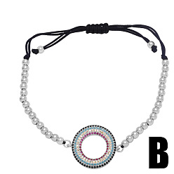 B (Silver) Vintage Retro Hand Accessories - Simple, Personalized, Colorful Zircon Bracelet.