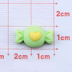 Pale Green Opaque Resin Cabochons, Candy with Heart, Pale Green, 10x17mm