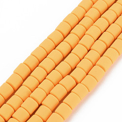 Оранжевый Ручной полимерные нити глины шарик, колонка, оранжевые, 6.5x6 мм, отверстие : 1.2 мм, около 61 шт / нитка, 15.75 дюйм (40 см)