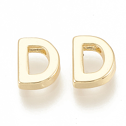 Letter D Brass Charms, Real 18K Gold Plated, Letter.D, 7~8.5x4~7.5x2mm, Hole: 1mm
