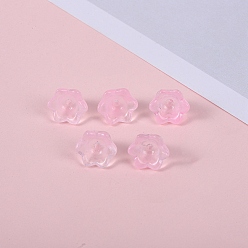 Pink Glass Beads, Lily Flower, Pink, 12x8mm, Hole: 1.4mm