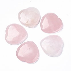 Rose Quartz Natural Rose Quartz Thumb Worry Stone, Pocket Palm Stones, for Healing Reiki Stress Relief, Heart Shape, 39~40x39~40x5~6mm