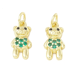 Зеленый Латунные микро проложить кубического циркония подвески, долговечный, реальный 18 k позолоченный, без кадмия и без свинца, BEA, зелёные, 15.5x8x3.5 мм, Перейти кольцо: 5x1 мм, 3 мм внутренним диаметром