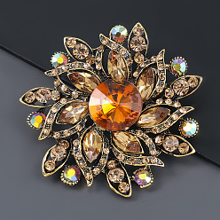 Verge D'or Broche florale en alliage incrustée de diamants - accessoire de mode brillant et exquis