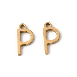 Letter P 304 подвески из нержавеющей стали, подвески с буквой az~z, ионное покрытие (ip), золотые, Письмо P, 8x4x1 мм, отверстие : 1 мм