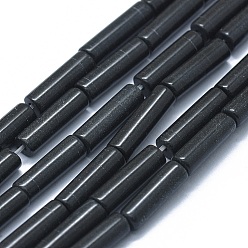 Black Stone Natural Black Stone Beads Strands, Column, 11~15x3.5~4.5mm, Hole: 1~1.2mm, about 28~30pcs/strand, 15.1~15.9 inch(38.5~40.5cm)