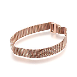 Rose Gold Iron Mesh Chain Bracelet Making, with Magnetic Clasps, Fit Slide Charms, Rose Gold, 9-1/8 inch(23cm), 10x1.5mm