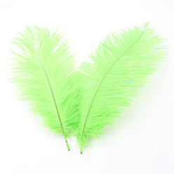 Pale Green Ostrich Feather Ornament Accessories, for DIY Costume, Hair Accessories, Backdrop Craft, Pale Green, 200~250mm