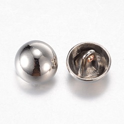 Platinum Alloy Shank Buttons, 1-Hole, Dome/Half Round, Platinum, 15x10mm, Hole: 1.5mm