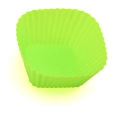 Green Yellow Reusable Food Grade Silicone Cupcake Mold Set, Square, Muffin Pan Baking Cups, Green Yellow, 70x32mm