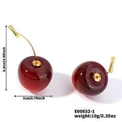 Красный Элегантные акриловые серьги-гвоздики вишневого цвета, золотые, красные, 53x20 мм