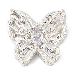 Лиловый Латунные микро проложить кубического циркония бусы, бабочка, без свинца и без кадмия, долговечный, сирень, 14.5x15.5x5.5 мм, отверстие : 1.2 мм