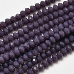 Dark Slate Blue Faceted Rondelle Glass Beads Strands, Dark Slate Blue, 3.5x2mm, Hole: 0.5mm, about 148pcs/strand, 14.9 inch
