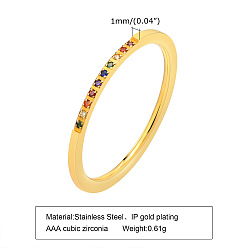 R-562GH Красочное женское кольцо из нержавеющей стали с инкрустацией цирконием, минималистичные украшения золотого тона