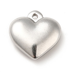 Stainless Steel Color 304 Stainless Steel Pendants, Puffed Heart Charms, Stainless Steel Color, 17x16.5x5mm, Hole: 1.6mm
