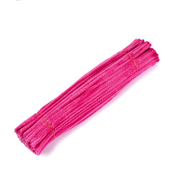 Deep Pink Pipe Cleaners, DIY Chenille Stem Tinsel Garland Craft Wire, Deep Pink, 300~305x5~7mm, about 95~100 strip/bundle