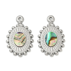 Нержавеющая Сталь Цвет 304 подвески из натуральной ракушки пауа из нержавеющей стали, овальные амулеты, цвет нержавеющей стали, 23.5x15x2 мм, отверстие : 1.2 мм