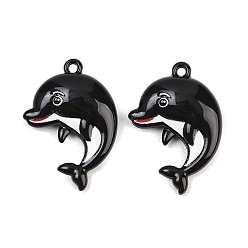 Dolphin Подвески из эмали и сплава, чёрные, дельфин, 21x15x5 мм, отверстие : 1.2 мм