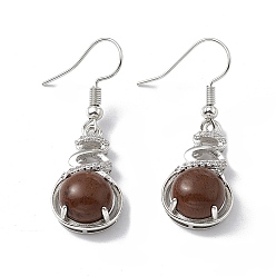 Красный Обсидиан Серьги с подвесками из тыквы и обсидиана из натурального красного дерева с кристаллами и стразами, платиновые латунные украшения для женщин, 39 мм, штифты : 0.6 мм