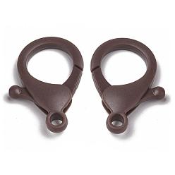 Coffee Plastic Lobster Claw Clasps, Coffee, 35x24.5x6mm, Hole: 3mm