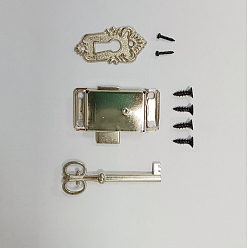 Platinum Vintage Alloy Surface Mounted Cabinet Lock Kit Sets, with Keys, for Dresser, Drawer, Door, Cupboard, Platinum, Lock: 53x26mm 