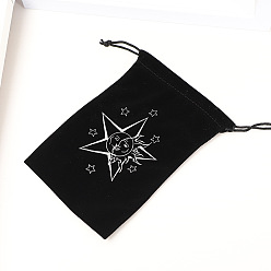 Звезда Прямоугольник бархат ювелирных пакеты, шнурок сумки, чёрные, звезда, 18x12 см