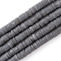 Dark Gray Handmade Polymer Clay Beads Strands, for DIY Jewelry Crafts Supplies, Heishi Beads, Disc/Flat Round, Dark Gray, 6x0.5~1mm, Hole: 1.8mm, about 290~320pcs/strand, 15.75 inch~16.14 inch(40~41cm)