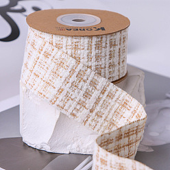 Bisque 10 Yards Flat Cotton Linen Tartan Ribbons, Garment Accessories, Bisque, 1 inch(25mm)