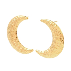 Золотой 304 из нержавеющей стали серьги, кованая текстурированная луна, золотые, 32x26 мм