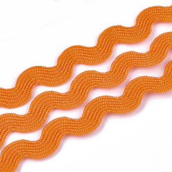 Dark Orange Polypropylene Fiber Ribbons, Wave Shape, Dark Orange, 7~8mm, 15yard/bundle, 6bundles/bag