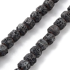 Lava Rock Natural Lava Rock Beads Strands, Frosted, Hexagon, 6x6x6.5mm, Hole: 1mm, about 63pcs/strand, 15.35 inch(39cm)