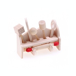 Цвет Древесины 7шт. набор деревянной посуды мини-модель, аксессуары для кукольного домика с микро-ландшафтом, притворяясь опорными украшениями, деревесиные, 61x18x33 мм