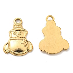 Golden Ion Plating(IP) 304 Stainless Steel Pendants, Manual Polishing, Christmas Theme, Snowman Charms, Golden, 19x14x2mm, Hole: 1.6mm