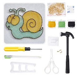 Colorful Snail Winding Drawing Sets, Including Screwdriver, Hammer, Density Board, Pen, Plastic Holder Accessories, Iron Nails & Screws, Scissor, Polyester Thread, Colorful, 20.4x20.4x1.5cm, Hole: 0.1cm