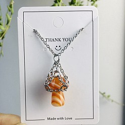 Red Agate Natural Red Agate Mushroom Pendant Necklace, Titanium Steel Jewelry for Women, 17.72 inch(45cm)