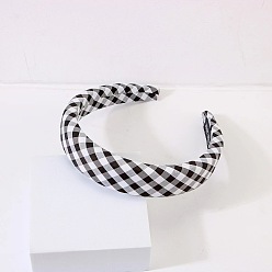 black Sweet and Stylish Wide-brim Headband with Plaid Pattern - Spring/Summer Hair Accessory.