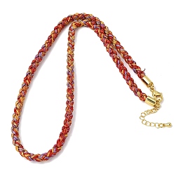 Red 5M Braided Chinlon Cord Bracelets, with Brass Findings, Red, 17.48~17.91x0.20 inch(44.4~45.5x0.5cm)