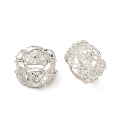 Серебро Клевер, латунь, прозрачный кубический цирконий, европейские бусины, большое отверстие шарик, без кадмия и без свинца, стойки покрытие, долговечный, серебряные, 11.5x6 мм, отверстие : 7 мм