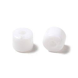 White Opaque Acrylic Beads, Column, White, 6.5x5mm, Hole: 2.2mm