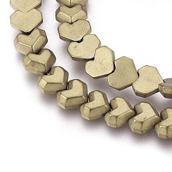 Antique Bronze Plated Electroplated Non-magnetic Synthetic Hematite Beads Strands, Frosted, Heart, Antique Bronze Plated, 8x7x3mm, Hole: 0.8mm, about 65pcs/strand, 15.94 inch(40.5cm)