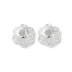 Silver Alloy Bead Cap, Long-Lasting Plated, Flower 6 Petals, Silver, 5.5x2mm, Hole: 1.3mm