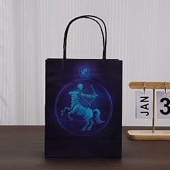 Sagittarius Luminous 12 Zodiac Signs Kraft Paper Bags, with Handles, Gift Bags, Black, Sagittarius, 11.1x6.4x14.3cm