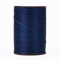 Marine Blue Flat Waxed Thread String, Micro Macrame Cord, for Leather Sewing Stitching, Marine Blue, 0.8mm, about 109.36 yards(100m)/roll