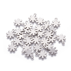 Stainless Steel Color 201 Stainless Steel Charms, Flower, Stainless Steel Color, 13x10.5x0.8mm, Hole: 1mm